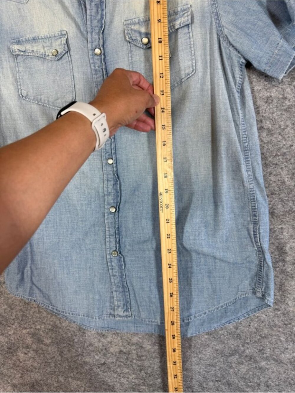 Denim & Supply Ralph Lauren Chambray Shirt Blue M Western Pearl Snap Casual - Picture 7 of 13